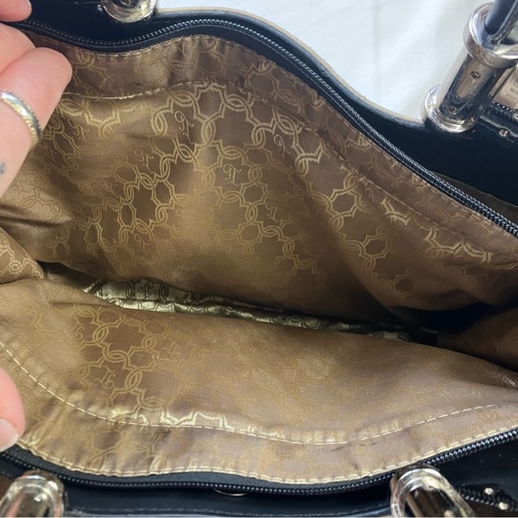 Ivanka Trump Black and Cream Structured Monogram Bag - Picture 14 of 16